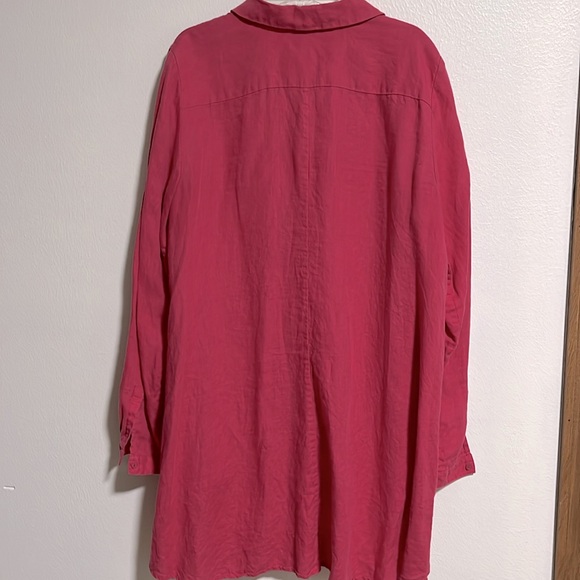 Eileen Fisher hot pink Irish Linen tunic blouse. Size M - Picture 4 of 4